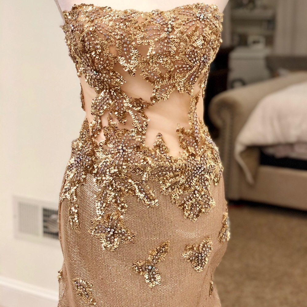 Jovani gold formal dress